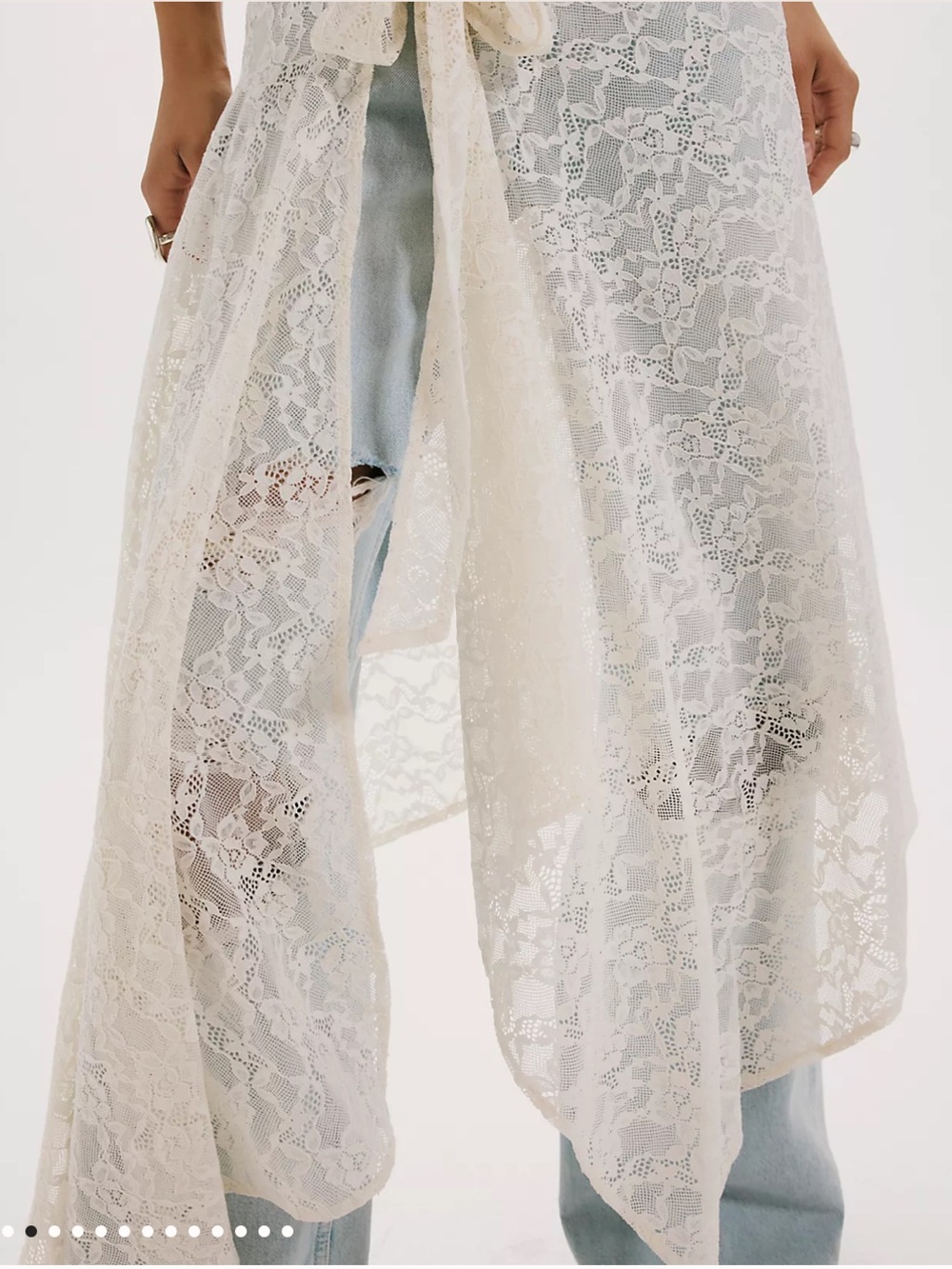 Free People White Lace Wrap Skirt - Women's Layered Asymmetric Skirt - Picture 4 of 9